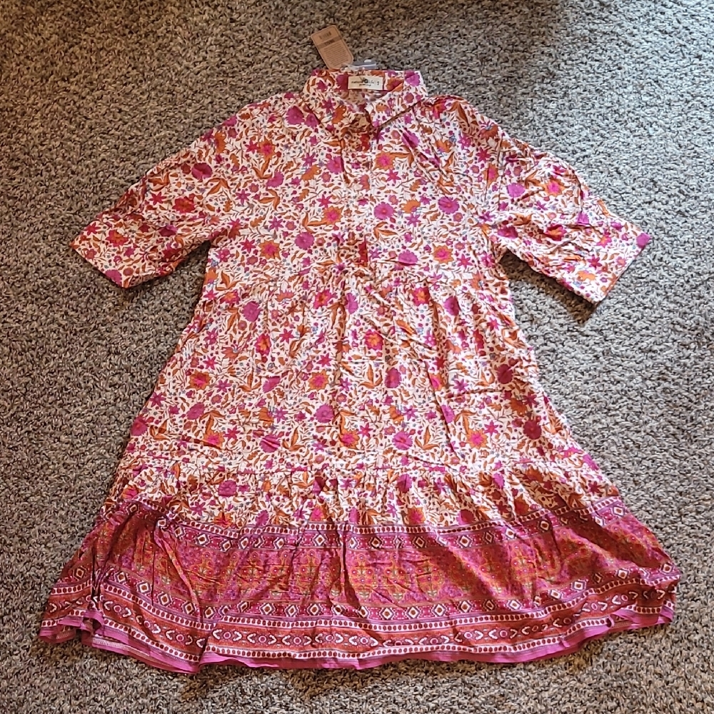 NATURAL LIFE Pink, Orange and White Floral Women's Size SMALL Dress